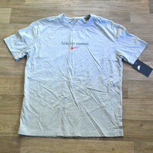 NWT Nike Gray Cotton T-shirt Nike Is Woman Short Sleeve Shirt Size Small